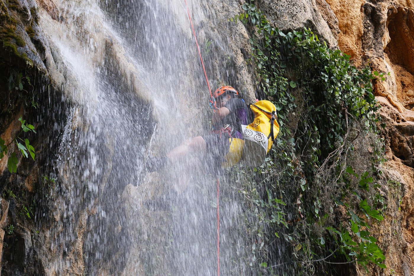 Young lady abseiling